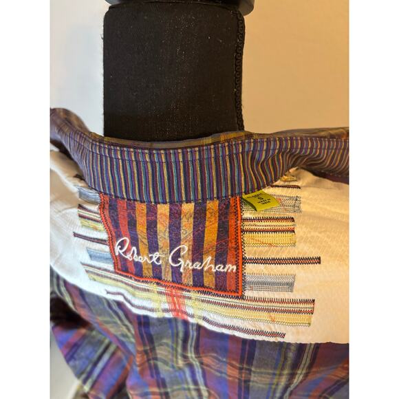 ROBERT GRAHAM Classic Fit Long Sleeve Plaid Paisley Button Up Flip Cuff Shirt - Picture 5 of 11